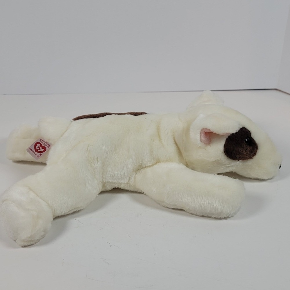 Ty Beanie Buddies Butch Bull Terrier Dog White Brown Patch Plush 15 inch 1999